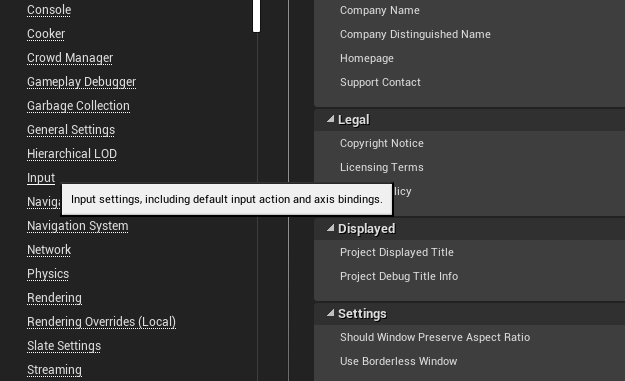 Physics Settings in the Unreal Engine Project Settings