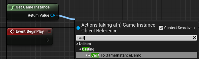 Casting to the game instance created later in the guide