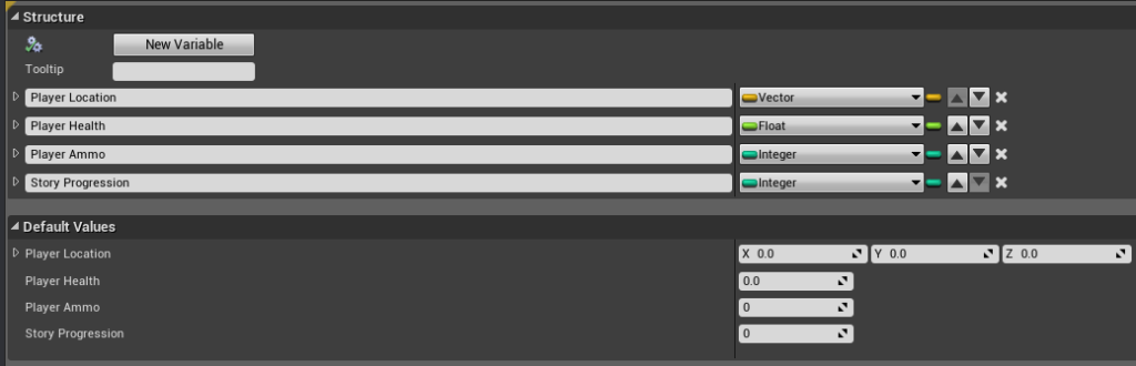 New variables inside the struct