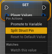 Splitting the struct pin on the set node