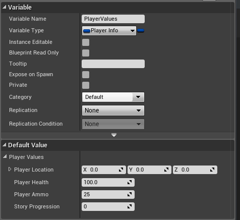 Adding values to the player struct