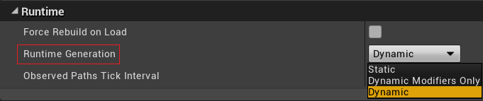 Setting the runtime generation to dynamic
