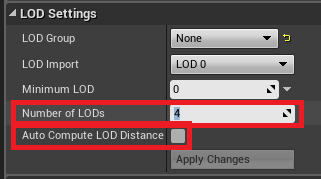 Adding new LOD states and disabling auto compute LOD distance