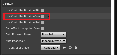 Disabling the yaw controller rotation