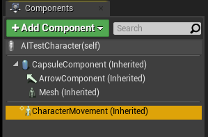 Selecting the character movement component