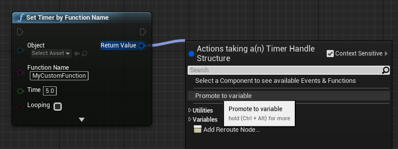 Promoting the return value of the new timer to a variable for use later.