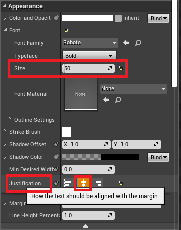 Setting the text font size and margin