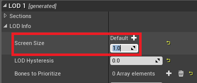 Adjust the screen size of the LOD level chosen.