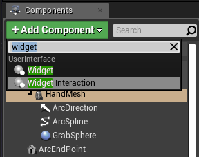 Adding the widget interaction component