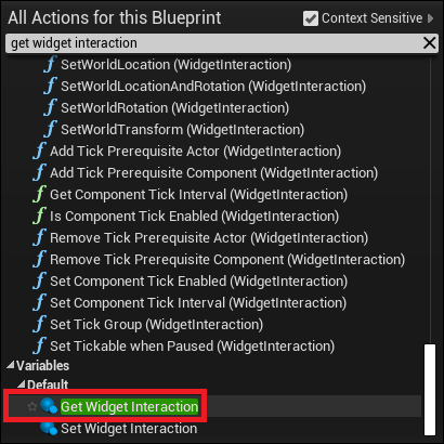 Getting the widget interaction component reference