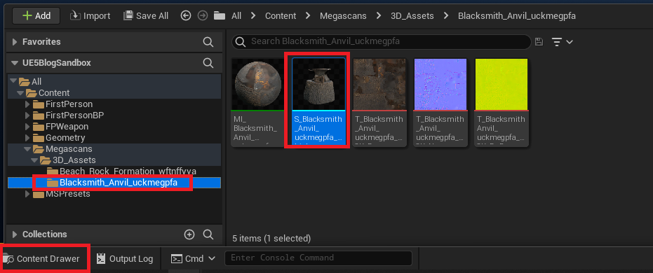 Viewing the asset in the content drawer