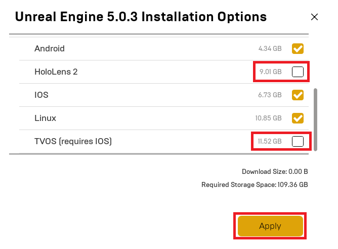 Removing unneeded features from the engine to reduce install size