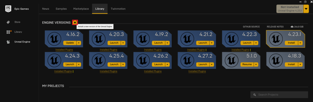 Adding a new engine version to the epic games launcher