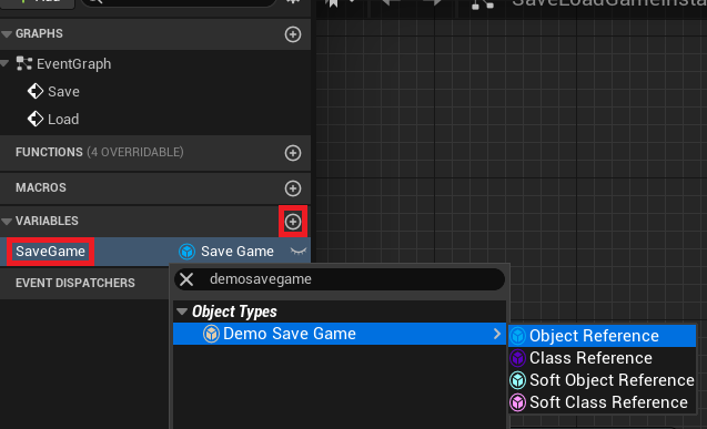 Creating a variable to store the SaveGame object.