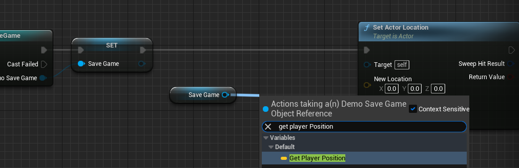 Getting the PlayerPosition variable from the SaveGame class.