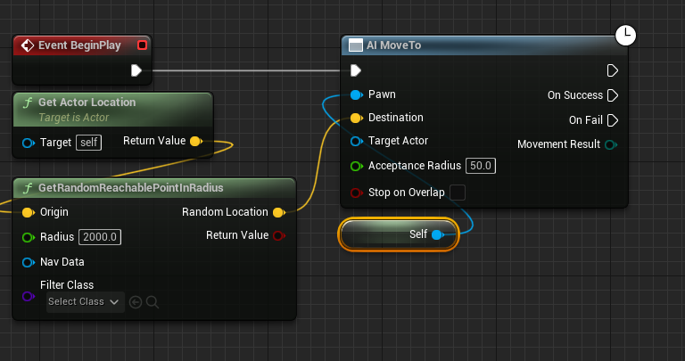 Setting the AI Pawn to the self character reference.