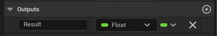 Setting the name of the output parameter to Result and setting the type to float