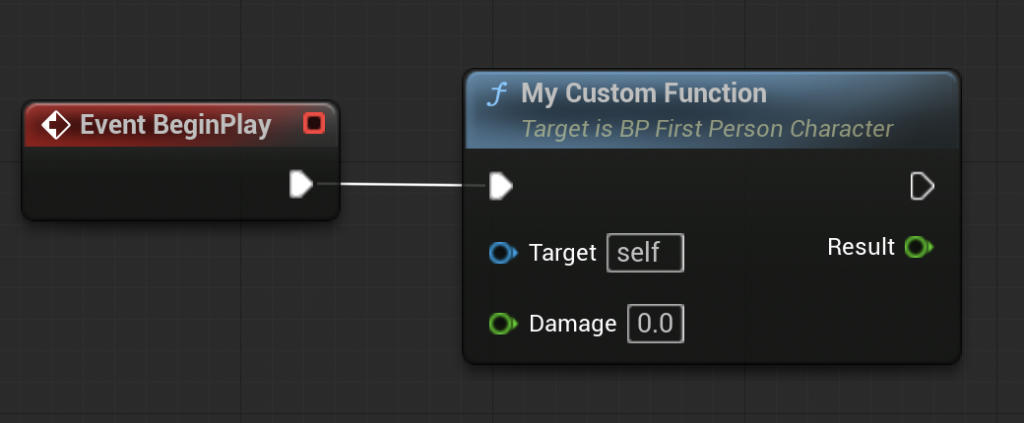 The final function with and input and return value in the event graph