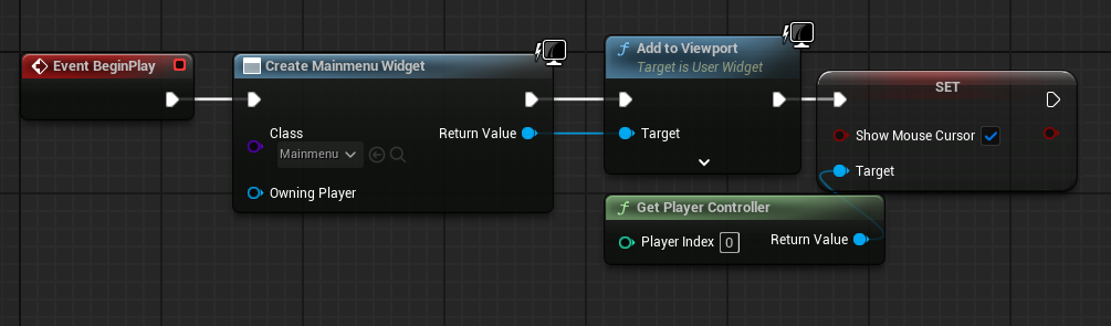 The example project main menu widget creation