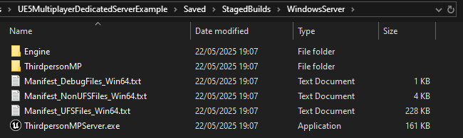 The final files of the dedicated server