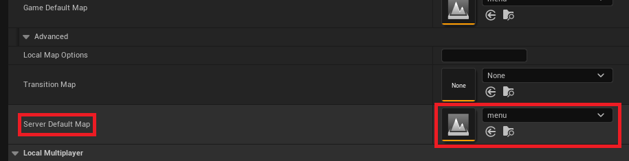 Setting the server default map