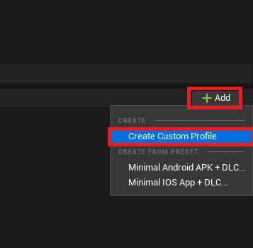 Clicking the add button and create custom profile